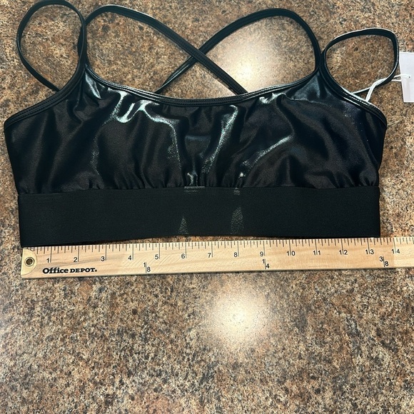 Noli Yoga Liquid Gloss Jolie Bra Size Large Black Scoop Neckline Strappy Back - Picture 9 of 12